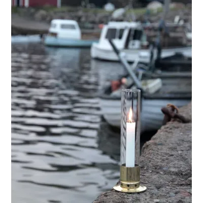 Photophore Kattvik laiton poli + 3 bougies naturelles