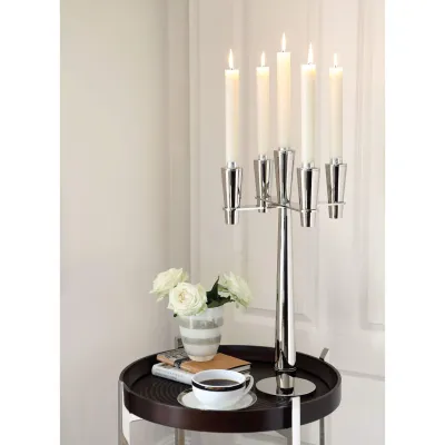Chandelier Bandini 5 bougies H 54 cm - Argenté élégant