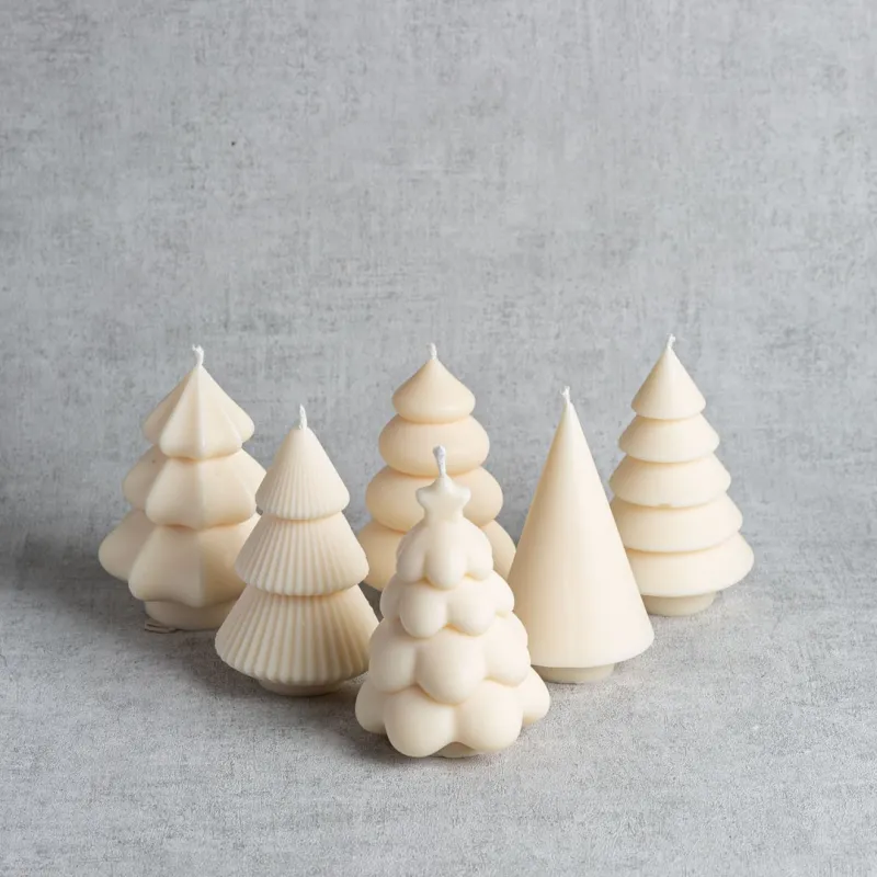 Ensemble de bougies sapins en cire végétale, créations artisanales Maison du Bougeoir