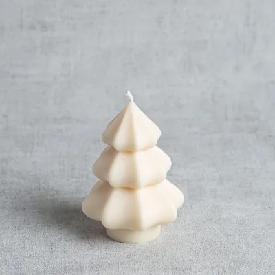 Bougie sapin douce en cire végétale de colza, design arrondi et artisanal