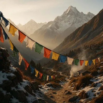 Sentier himalayen illustrant la bougie parfumée Goji d’Himalaya