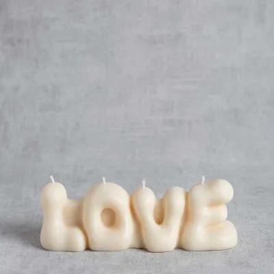 Bougie Love en cire de colza, bougie artisanale décorative fabrication française