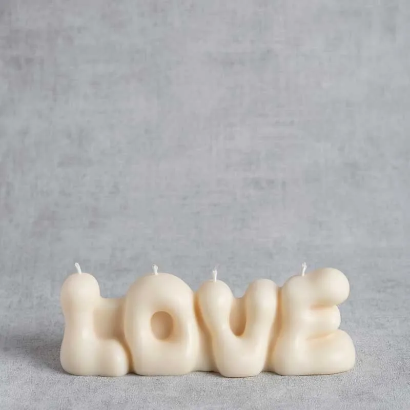 Bougie Love en cire de colza, bougie artisanale décorative fabrication française