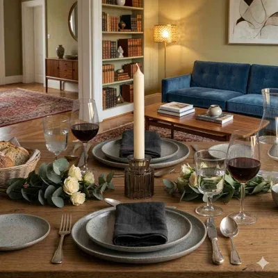 Bougie chandelle artisanale pour chandelier sur table dressée – ambiance dîner aux chandelles