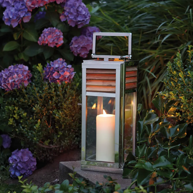 Lanterne Genua Teck & Acier inoxydable - H 45 cm