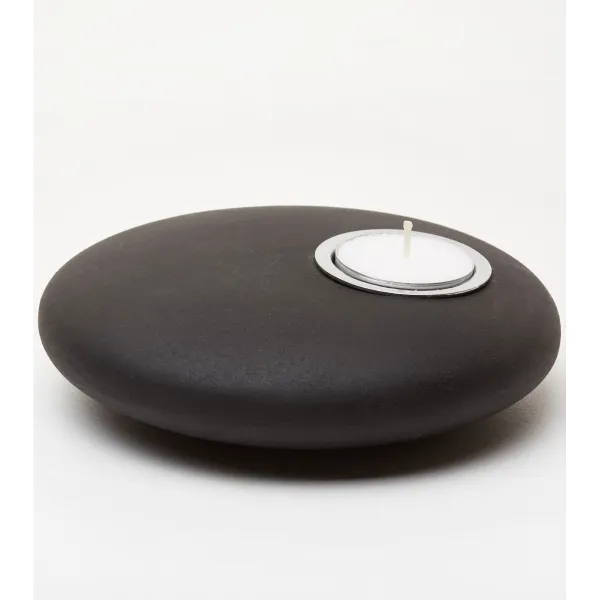 Bougeoir Galet noir – Design minéral