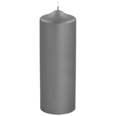 Bougie cylindrique gris métallique – Une touche de lumière contemporaine pour vos espaces.