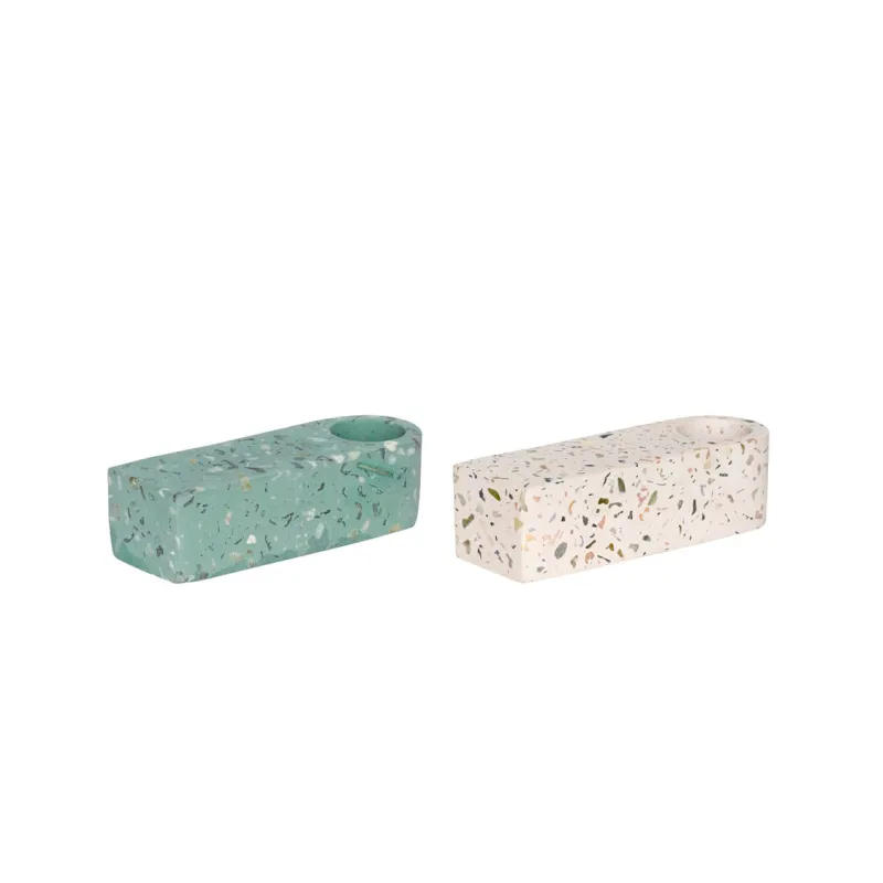 Bougeoir terrazzo vert & nature (2 pièces)